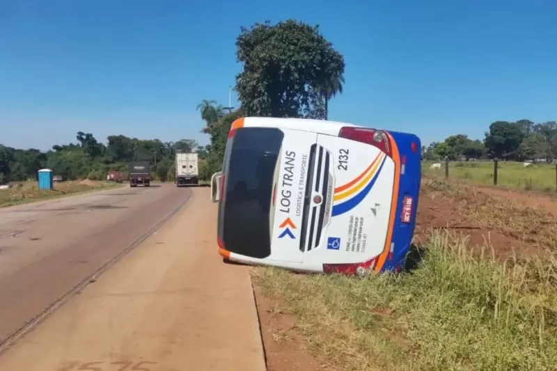 Vídeo: Ônibus com 32 Pessoas Tomba na BR-364: Falha Mecânica Causa Acidente