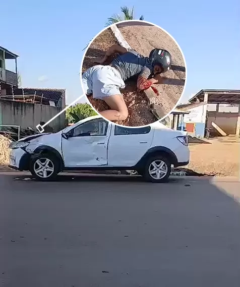 Vídeos: Motoqueiro em Alta Velocidade Colide com Carro Durante suposta Fuga da Polícia em Cacoal 