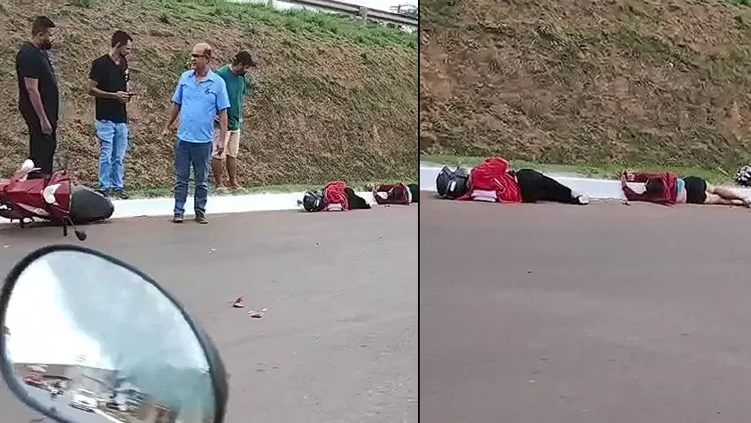 Vídeo: Acidente grave na marginal da BR-364 em Cacoal lança mulheres na pista contra meio fio
