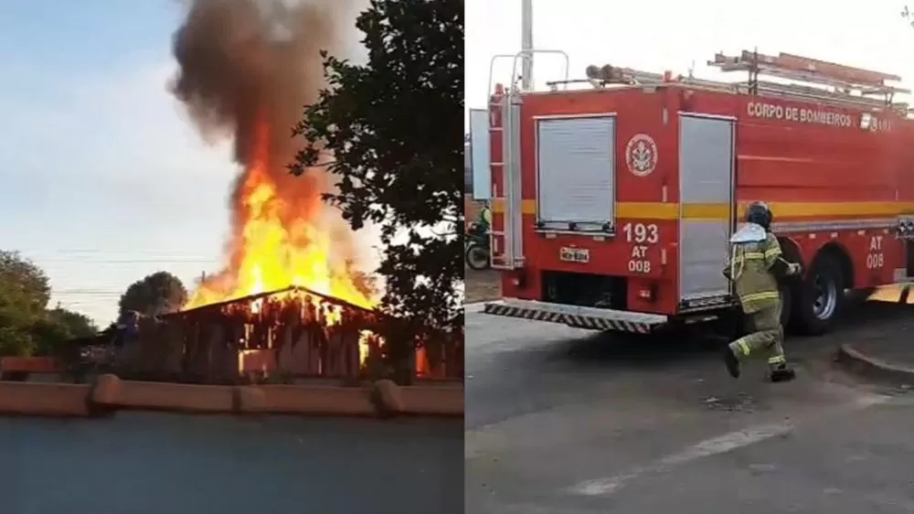 Vídeo: Incêndio de grandes proporções devasta casa no Bairro Floresta em Cacoal, Bombeiros são acionados