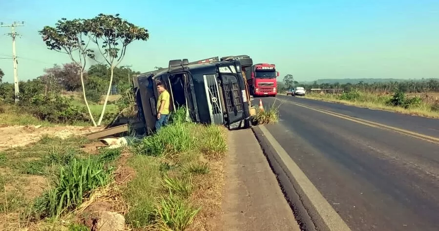 Vídeo: Tragédia na BR-364: Caminhão Boiadeiro Tomba em Cacoal e Deixa Animais Mortos espalhados na Pista