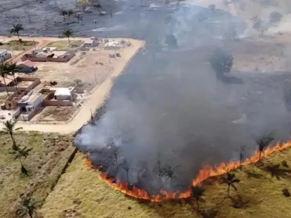 Incêndio Devastador em Rolim de Moura: Chamas de Grandes Proporções Atingem Vegetação no Bairro Jardim Tropical