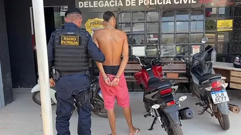 Vídeo: Jovem é preso em Cacoal após “pegar moto emprestada” e não devolver: suspeito tem várias passagens pela polícia