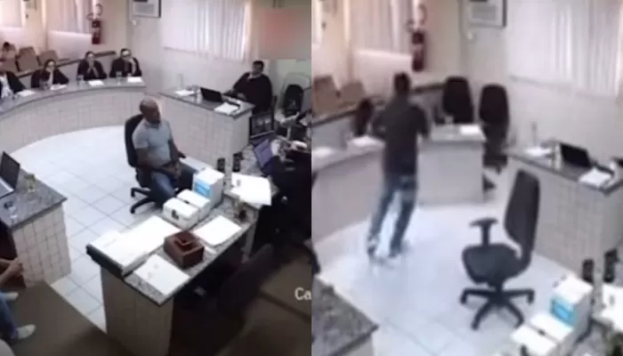 Vídeo: Filho Atira Contra Acusado de Matar Pai Durante Júri 