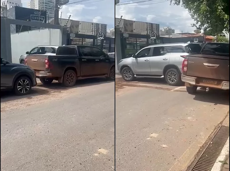 Vídeo: Motorista de Cuiabá Resolve Bloqueio de Garagem Empurrando Caminhonete com o Próprio Carro