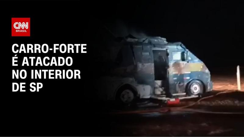 Criminosos fortemente armados atacaram um carro-forte da empresa Protege